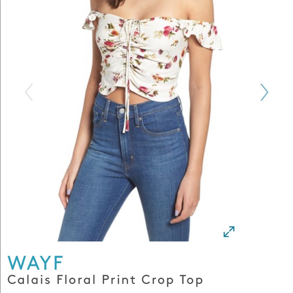 WAYF Calais Floral Print Crop Top
